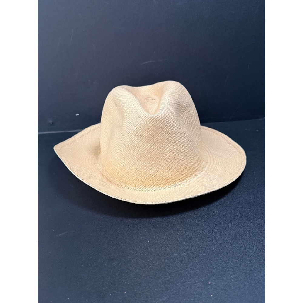 Tory Burch Womens Toquilla Straw Panama Hat Tan Summer Beach Size S